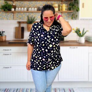 Carole Little Dresses Vintage Button Down Blouse Kitchen Printed Adjustable RARE